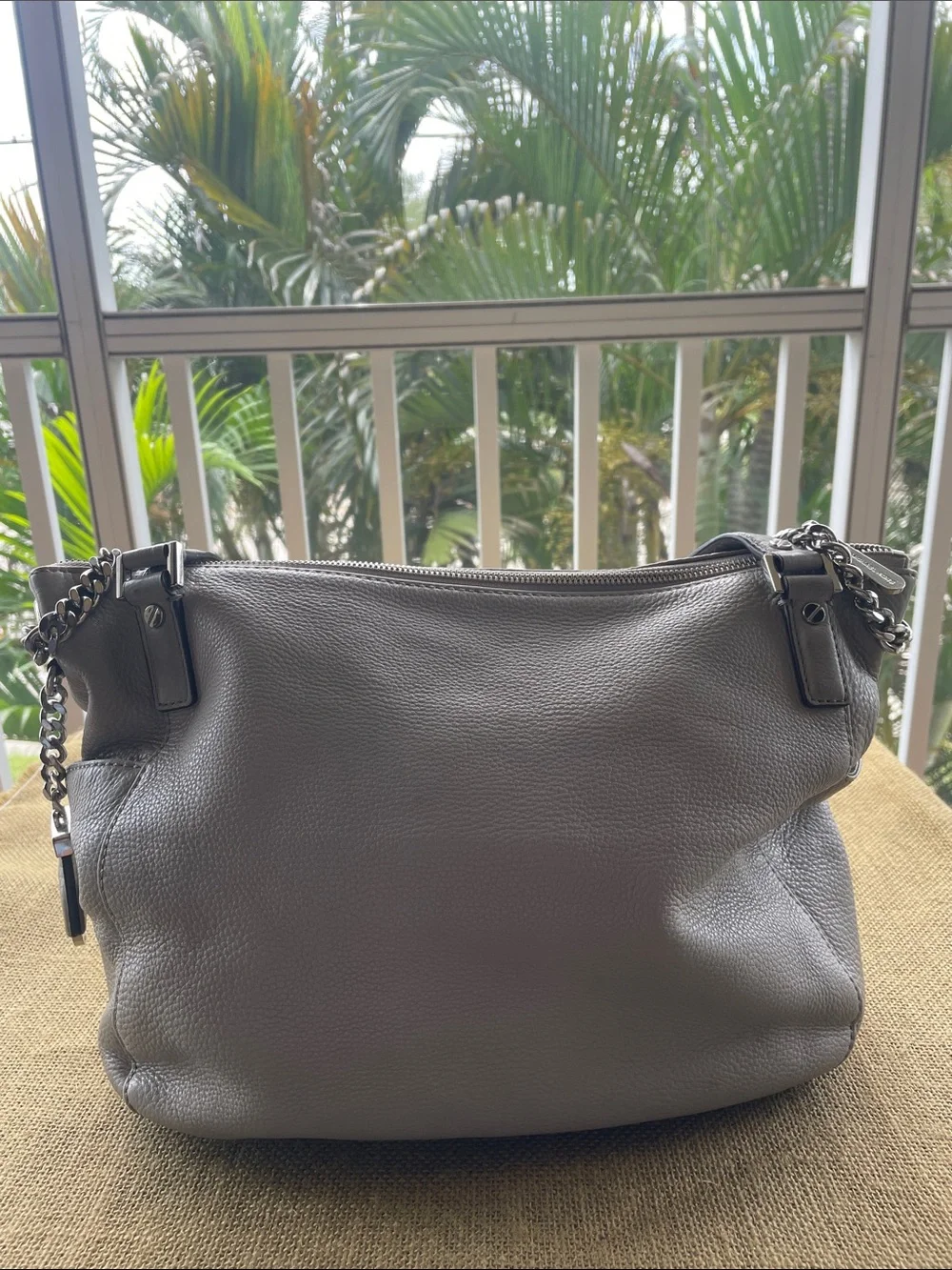 Michael Kors pebbled Leather  Handbag  Pearl Gray